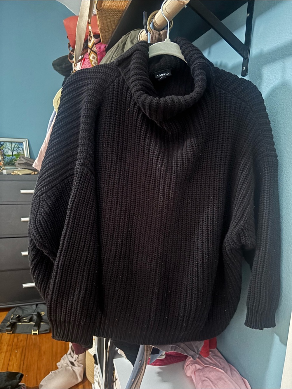 torrid Black Ribbed Cowl Neck Sweater